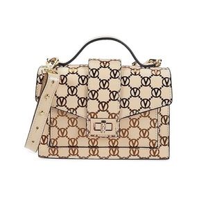 Valentino By Mario Valentino Women’s Logo Monogram Leather Crossbody Bag -Beige